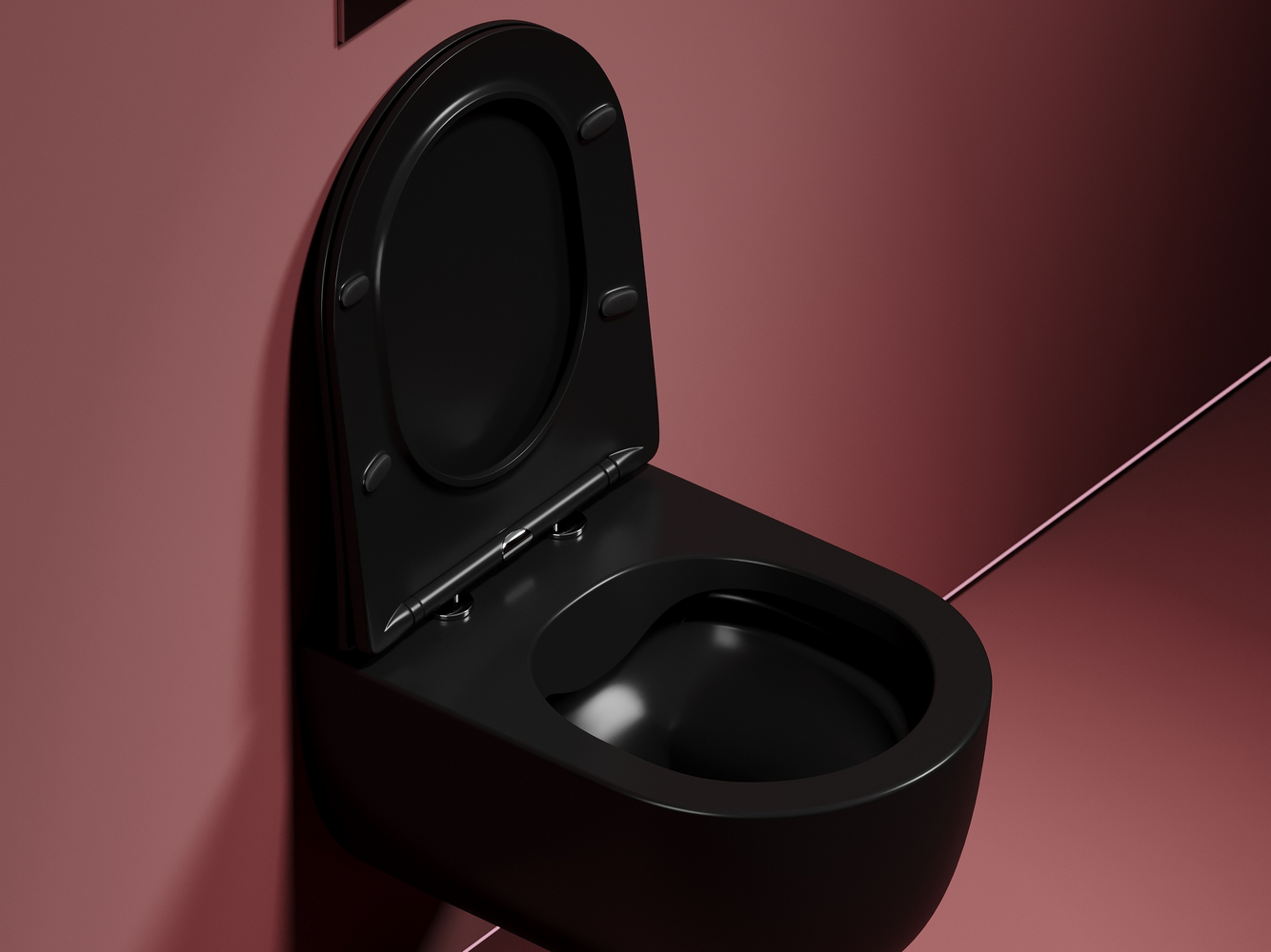 Фото Унитаз Ceramicanova Modena CN6063MB безободковый с сиденьем подвесной, черный матовый