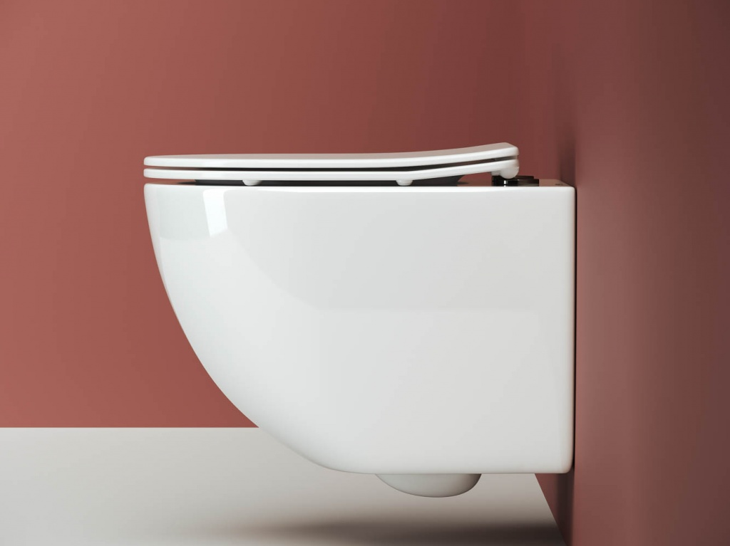 Фото Унитаз Ceramicanova Forma CN3009 безободковый с сиденьем подвесной, белый глянцевый