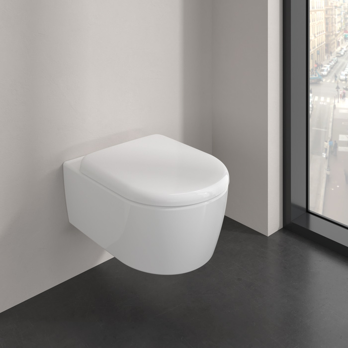Фото Унитаз подвесной Villeroy & Boch Skyla 5656CL01, безободковый, с сиденьем с микролифтом, белый глянцевый