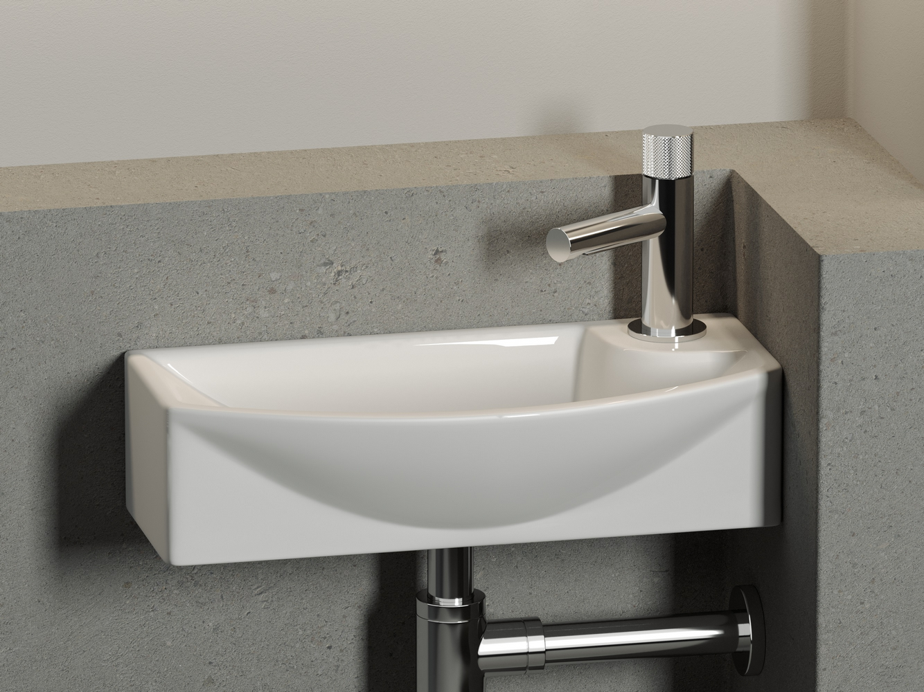 Фото Раковина Ceramicanova Element CN6038L подвесная 45,5 × 22 × 13 см, белый глянцевый