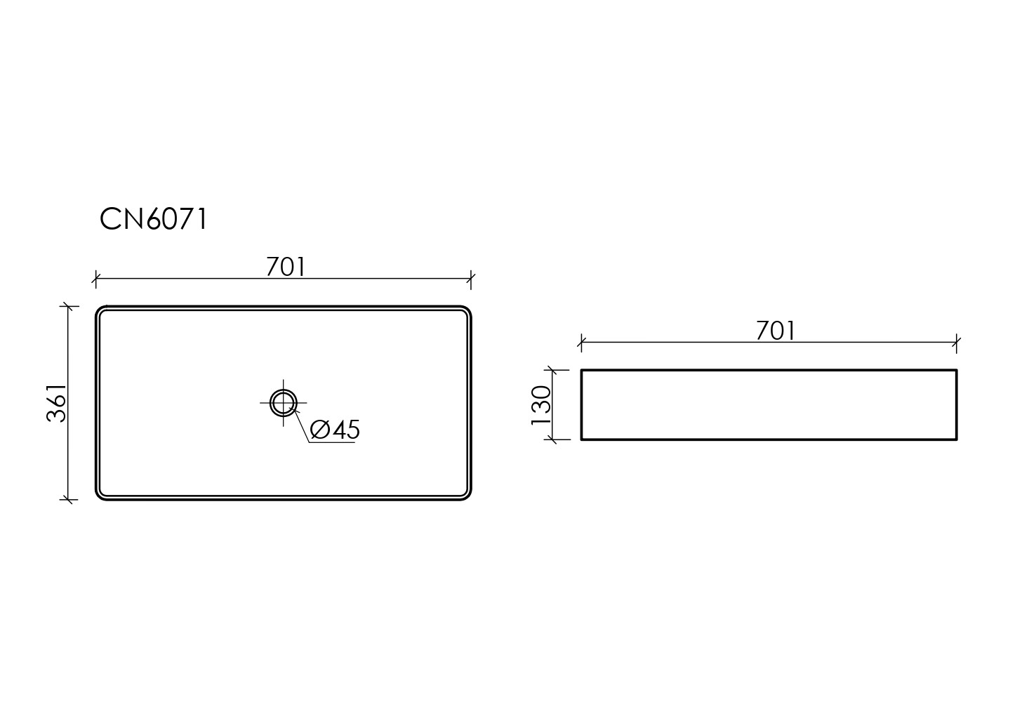 Фото Раковина Ceramicanova Element CN6071 накладная 70,1 × 36,1 × 13 см, белый глянцевый
