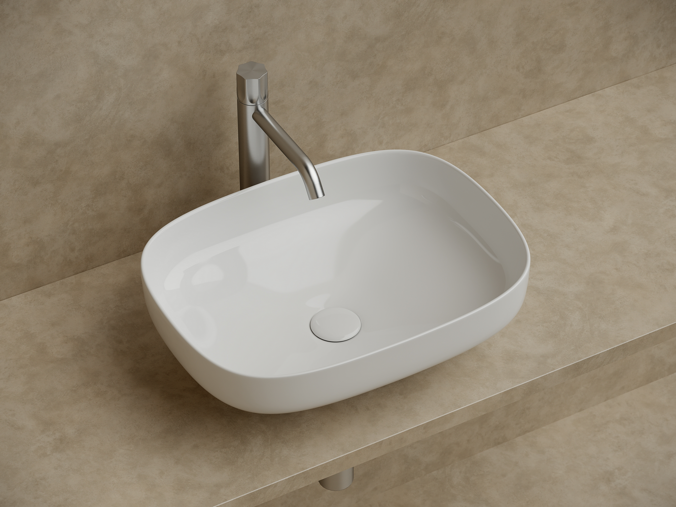 Фото Раковина Ceramicanova Element CN5031 накладная 50 × 38 × 15 см, белый глянцевый