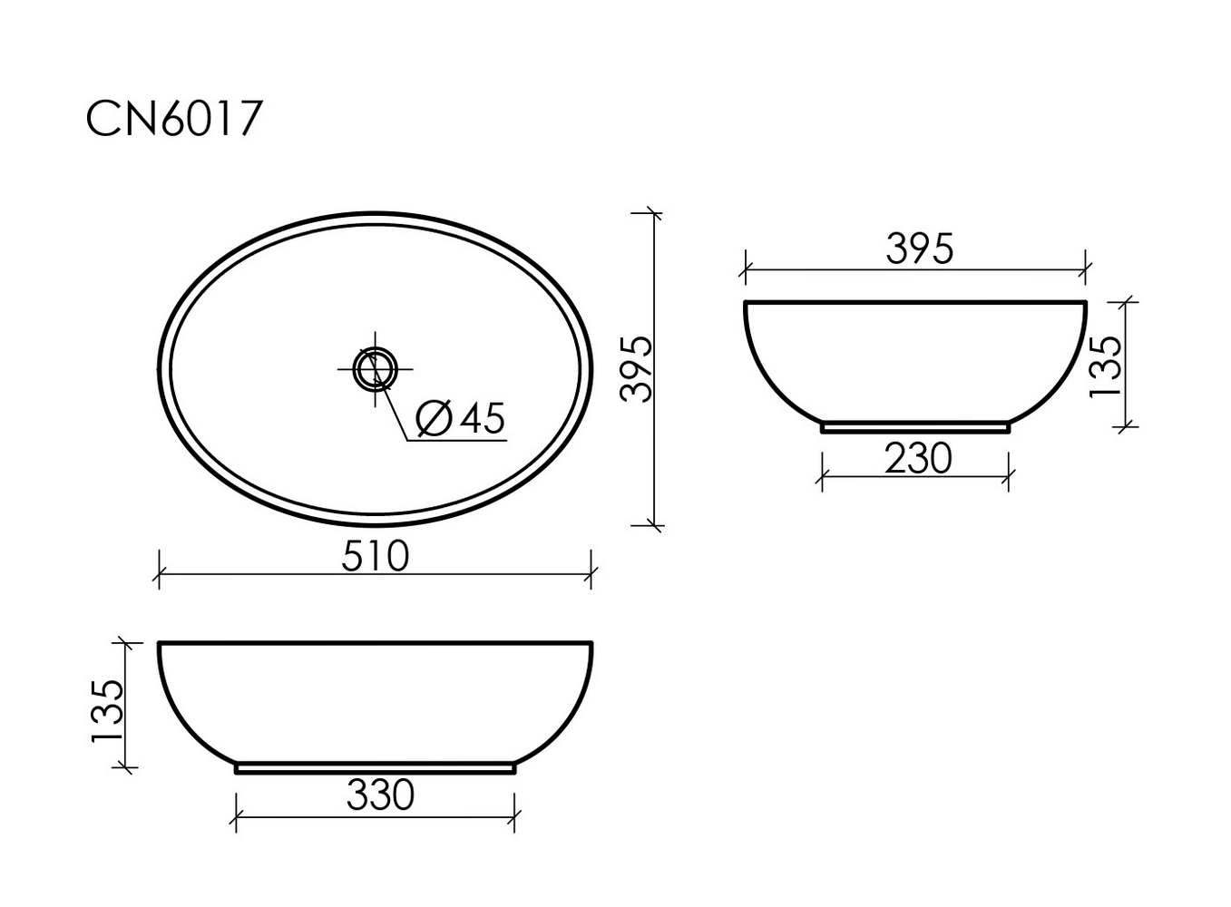 Фото Раковина Ceramicanova Element CN6017 накладная 52 × 39,5 × 13 см, белый глянцевый