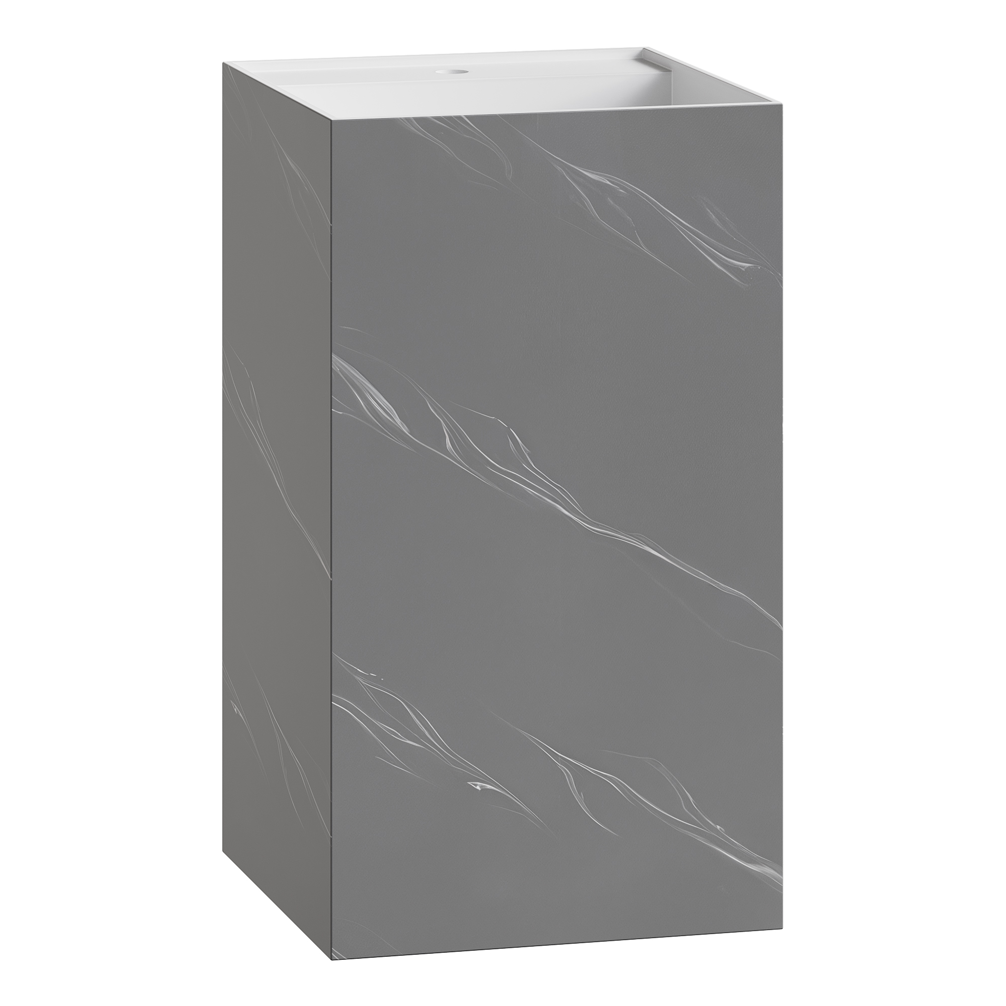 Фото Раковина Boheme Cube 802-GR напольная квадратная 48×48×85 см, Grey base+white veins (белый / серый с белыми прожилками)