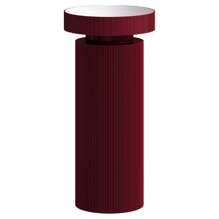 Фото Раковина с пьедесталом Boheme Sole 801-R-BUR + 801-Base-Rib-BUR напольная круглая 40 см (рифленая раковина, рифленый пьедестал), Burgundy (бордовый)