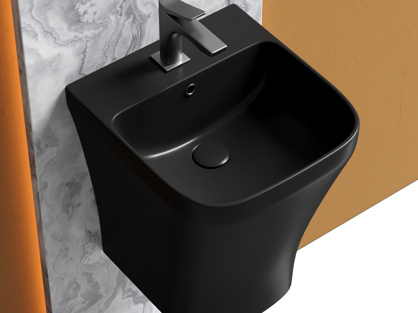 Фото Раковина Ceramicanova Dion CN6067MB напольная 36,5 × 40 × 45,5 см, черный матовый