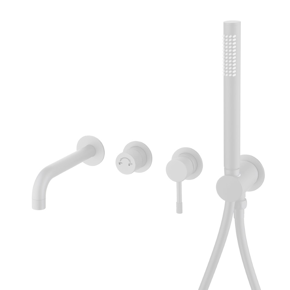 Фото Смеситель для ванны Boheme Uno 464-3-MW настенный белый матовый