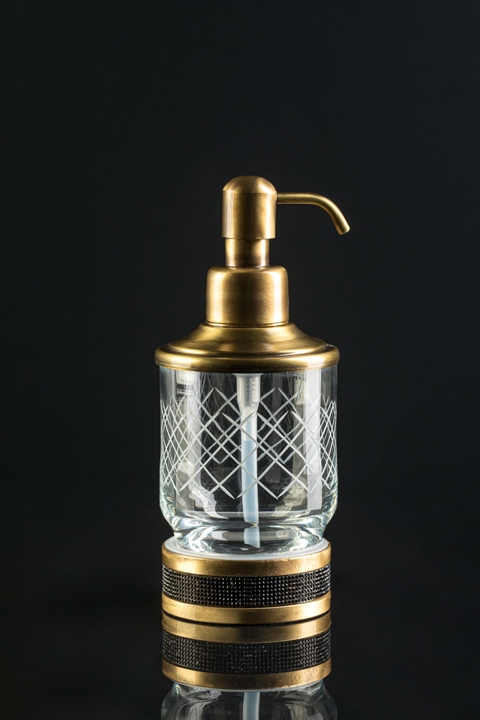 Фото Дозатор для жидкого мыла Boheme Royal Cristal 10929-ROYALE-G-B настольный черный/золото, глянцевое золото