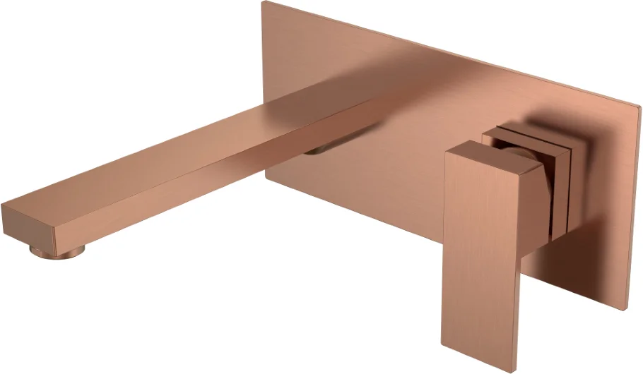 Фото Смеситель для раковины Boheme Qubic 475-CB настенный медь браш L 19,1 см
