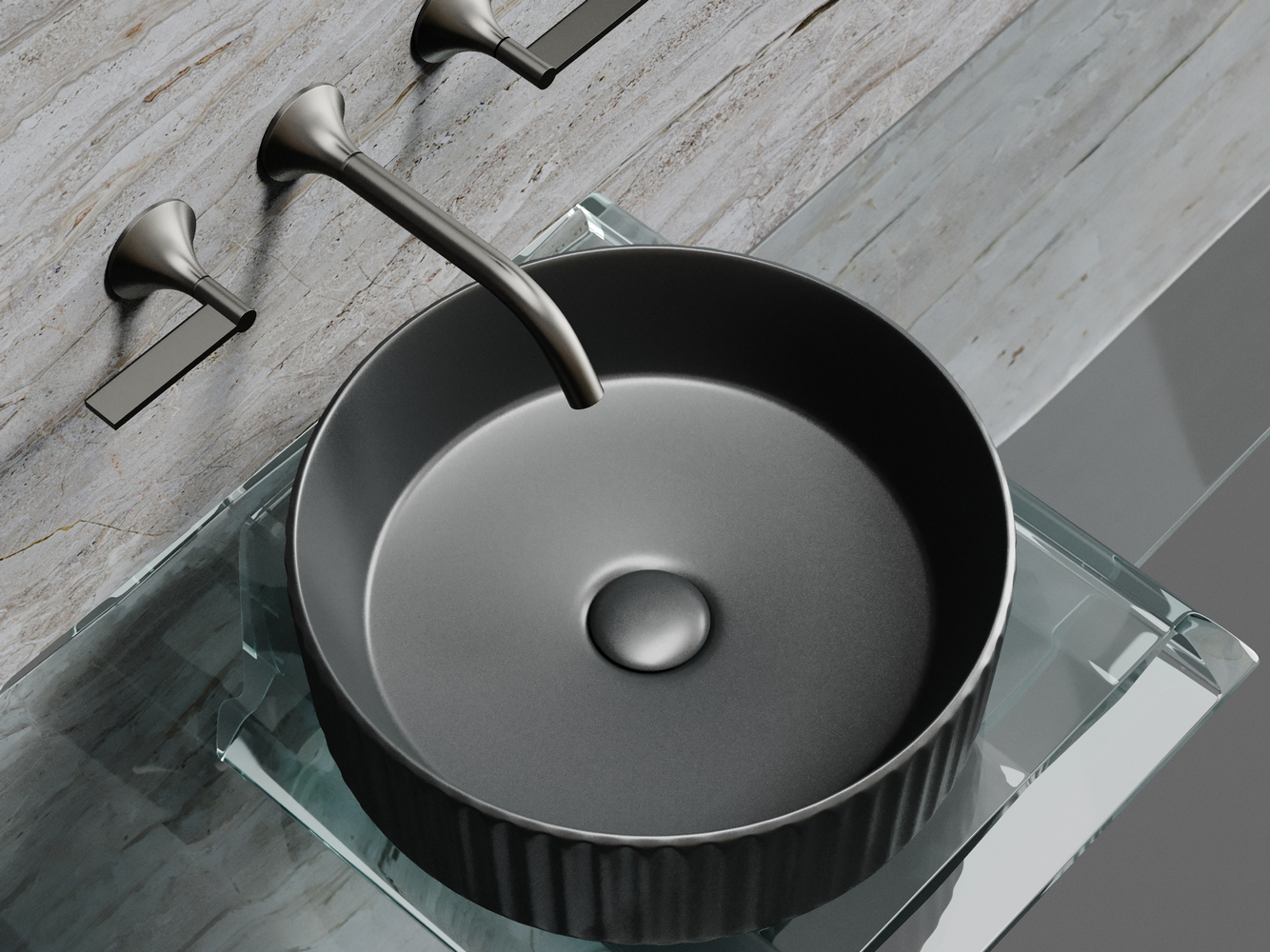 Фото Раковина Ceramicanova Element CN6057MDH накладная 36 × 36 × 11,5 см, темный антрацит матовый