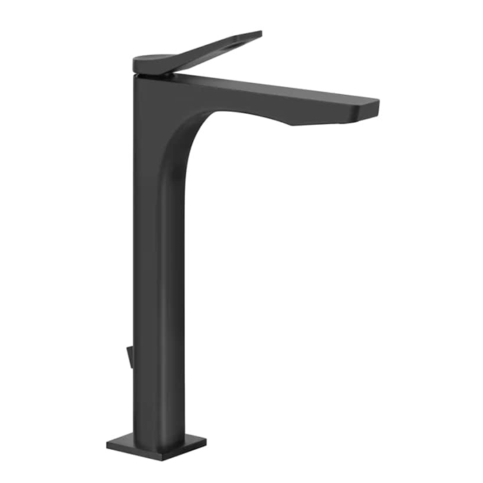 Фото Смеситель Gessi Rilievo 59003#299 для раковины с донным клапаном, черный матовый
