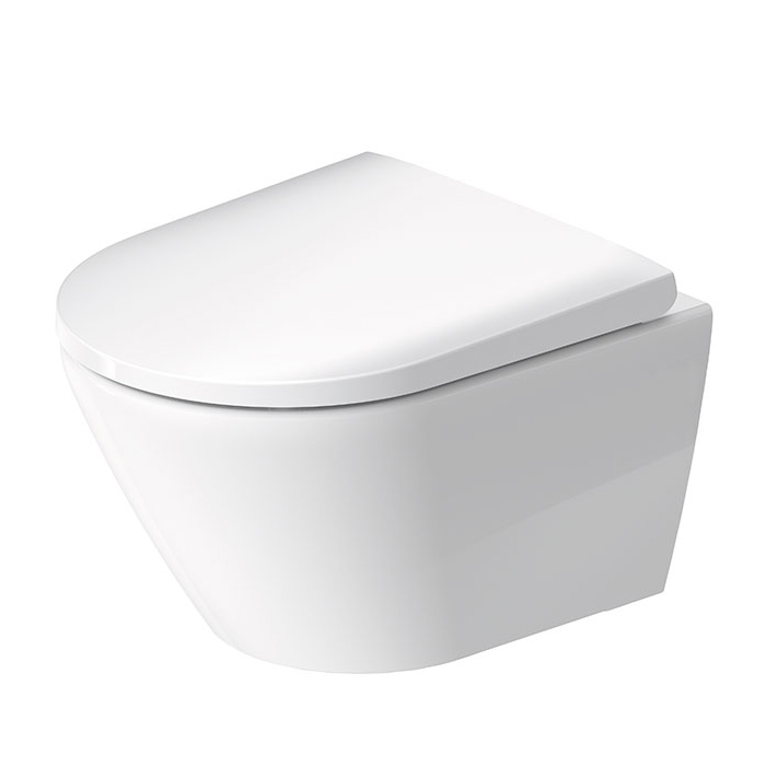 Фото Унитаз подвесной укороченный Duravit D-Code 45880900A1, безободковый, с сиденьем с микролифтом, белый глянцевый