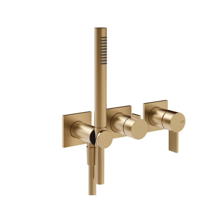 Фото Смеситель Gessi Inverso Rigato 73636#726 для душа, бронза браш pvd