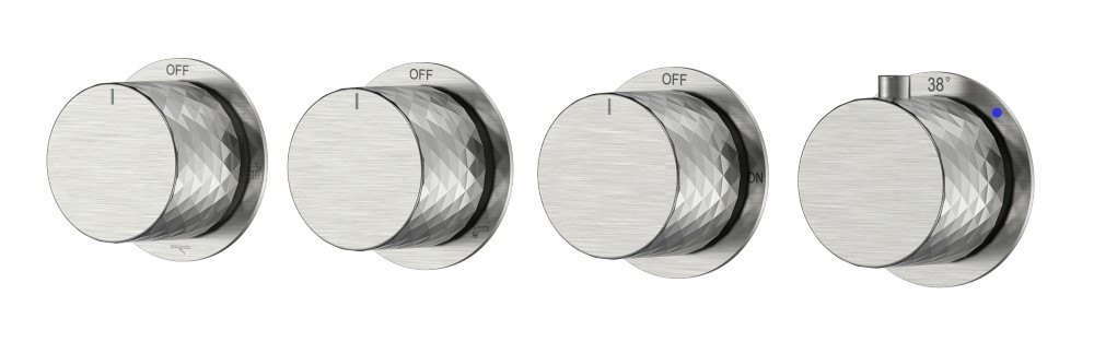 Фото Смеситель для душа Boheme Stick Diamond 124-T-5-NB.1 с термостатом на 5 потребителей, никель брашированный