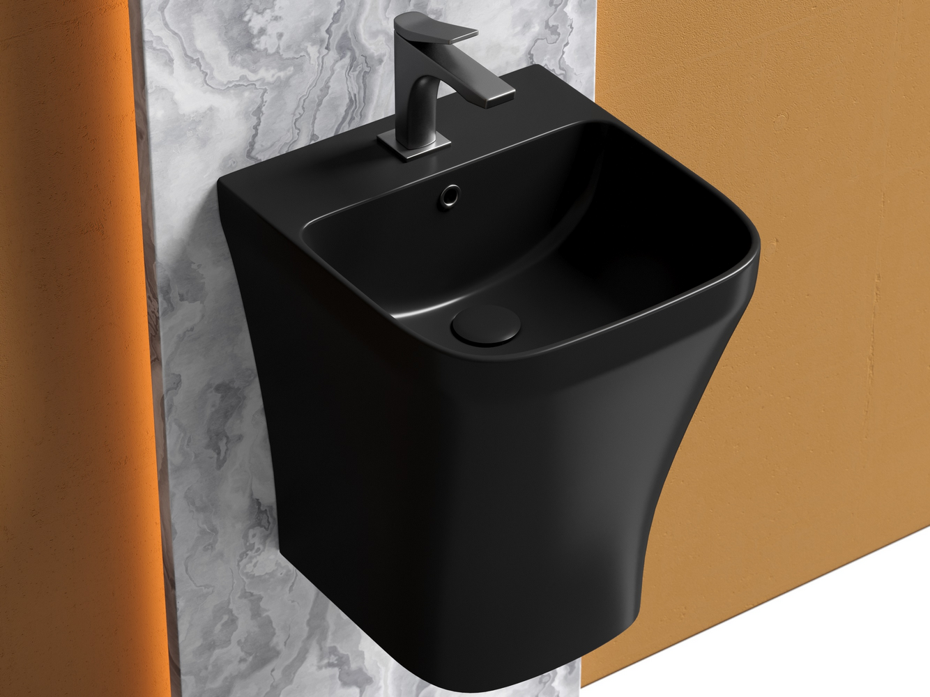 Фото Раковина Ceramicanova Dion CN6067MB напольная 36,5 × 40 × 45,5 см, черный матовый