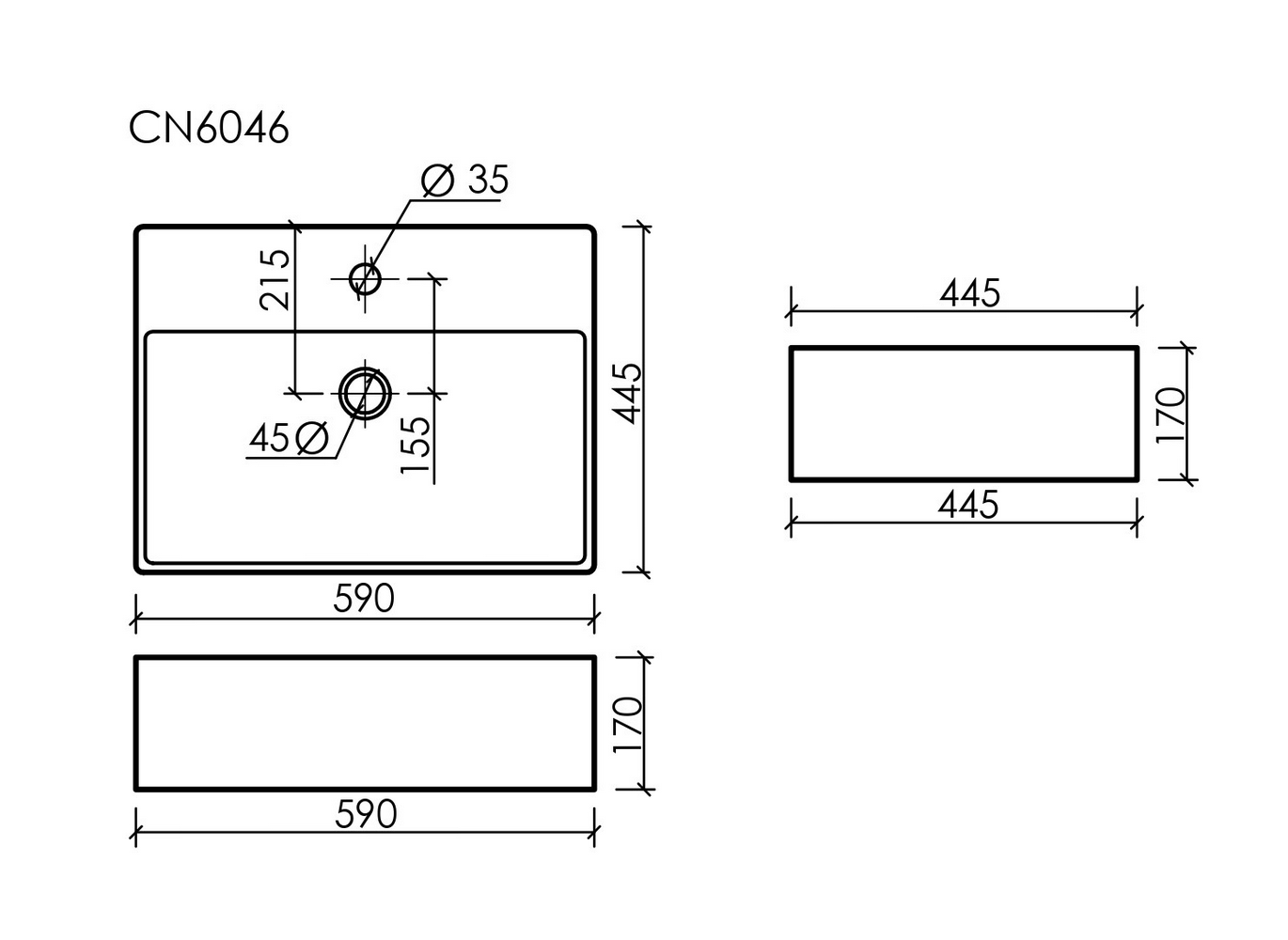 Фото Раковина Ceramicanova Element CN6046 накладная 59 × 45 × 16 см, белый глянцевый