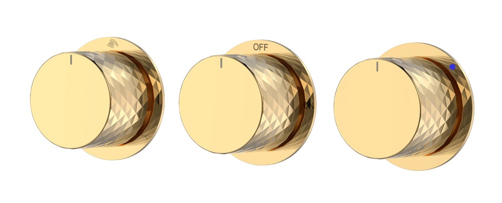 Фото Смеситель для душа Boheme Stick Diamond 124-3-G.1 на 3 потребителя, золото глянец