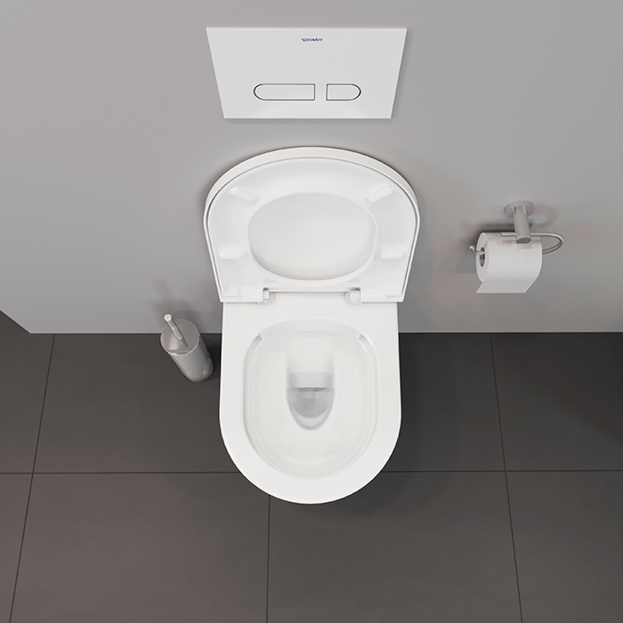 Фото Унитаз подвесной укороченный Duravit D-Neo 2588090000, безободковый, без сиденья, белый глянцевый