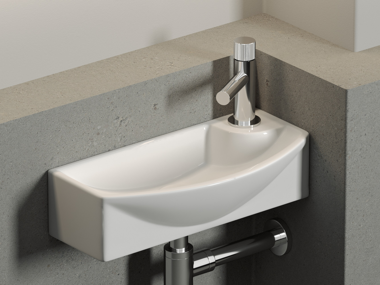 Фото Раковина Ceramicanova Element CN6038L подвесная 45,5 × 22 × 13 см, белый глянцевый