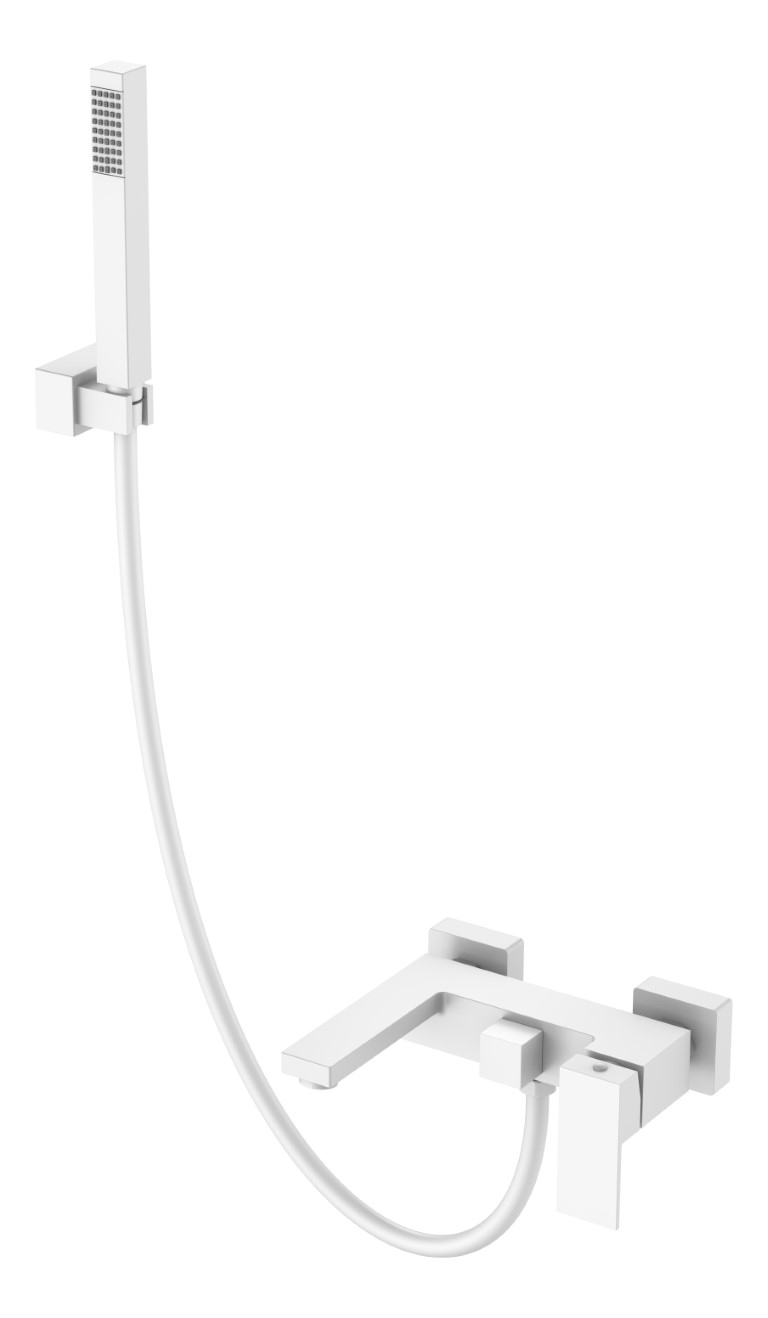 Фото Смеситель для ванны Boheme Qubic 473-MW белый матовый