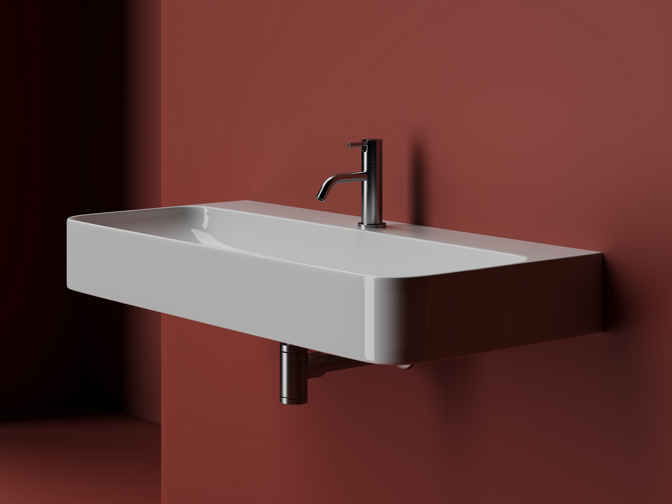 Фото Раковина Ceramicanova Aura CN2007 подвесная 102 × 47,6 × 14 см, белый глянцевый
