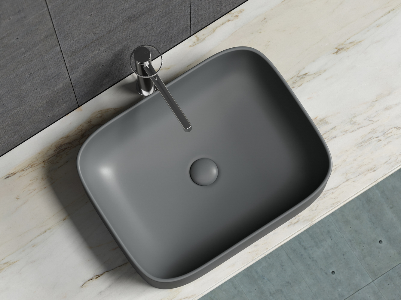 Фото Раковина Ceramicanova Element CN6052MDH накладная 50,5 × 38 × 15 см, темный антрацит матовый