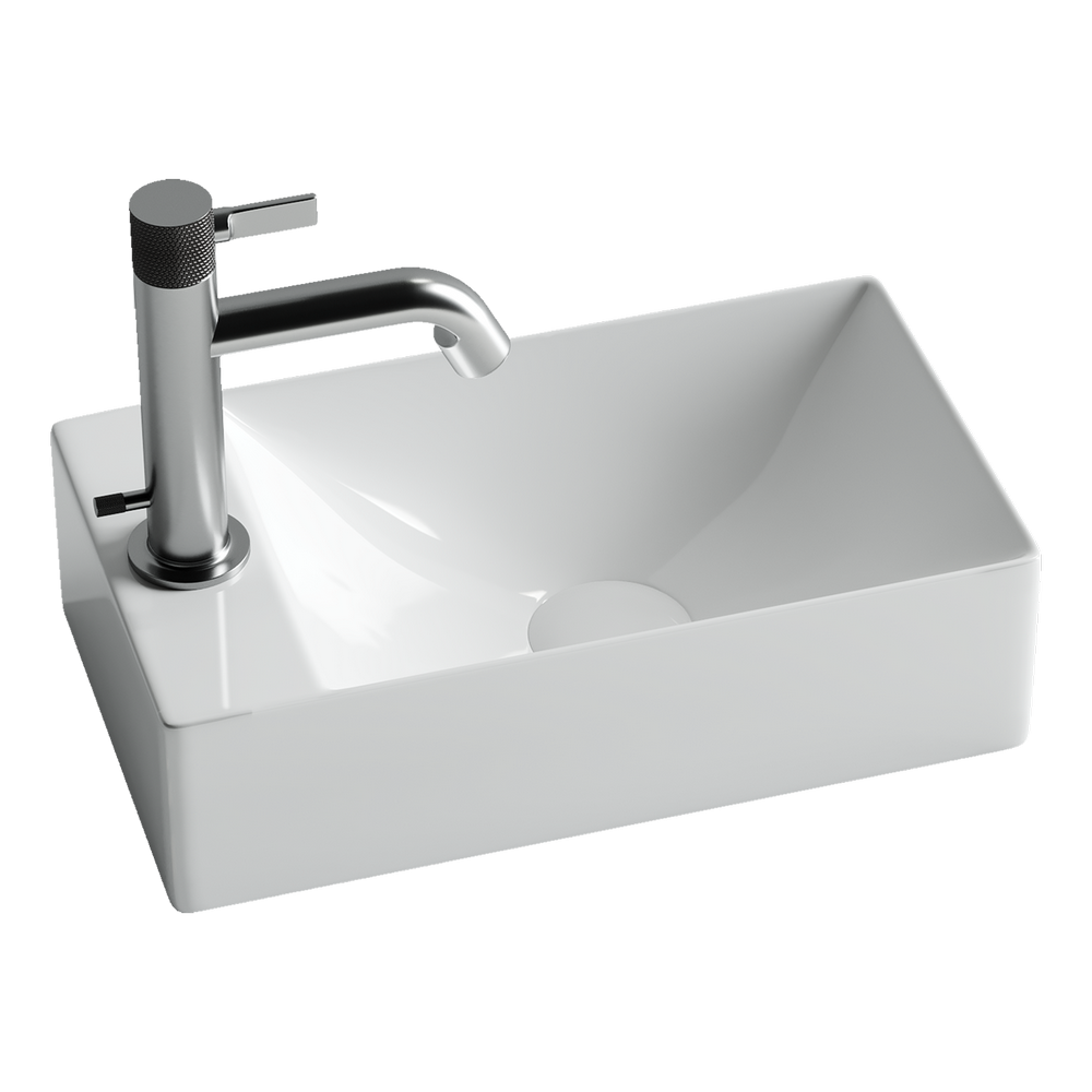 Фото Раковина Ceramicanova Element CN5008 подвесная 37,5 × 21,5 × 10 см, белый глянцевый