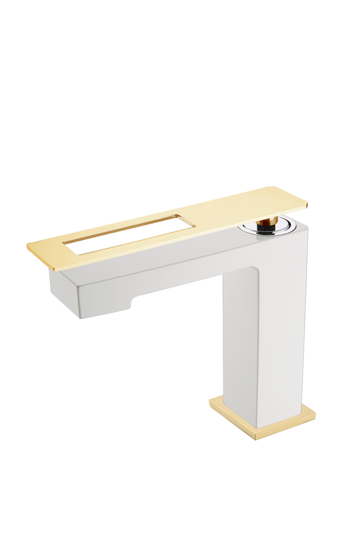 Фото Смеситель для раковины Boheme Q 141-WG белый матовый/золото глянец