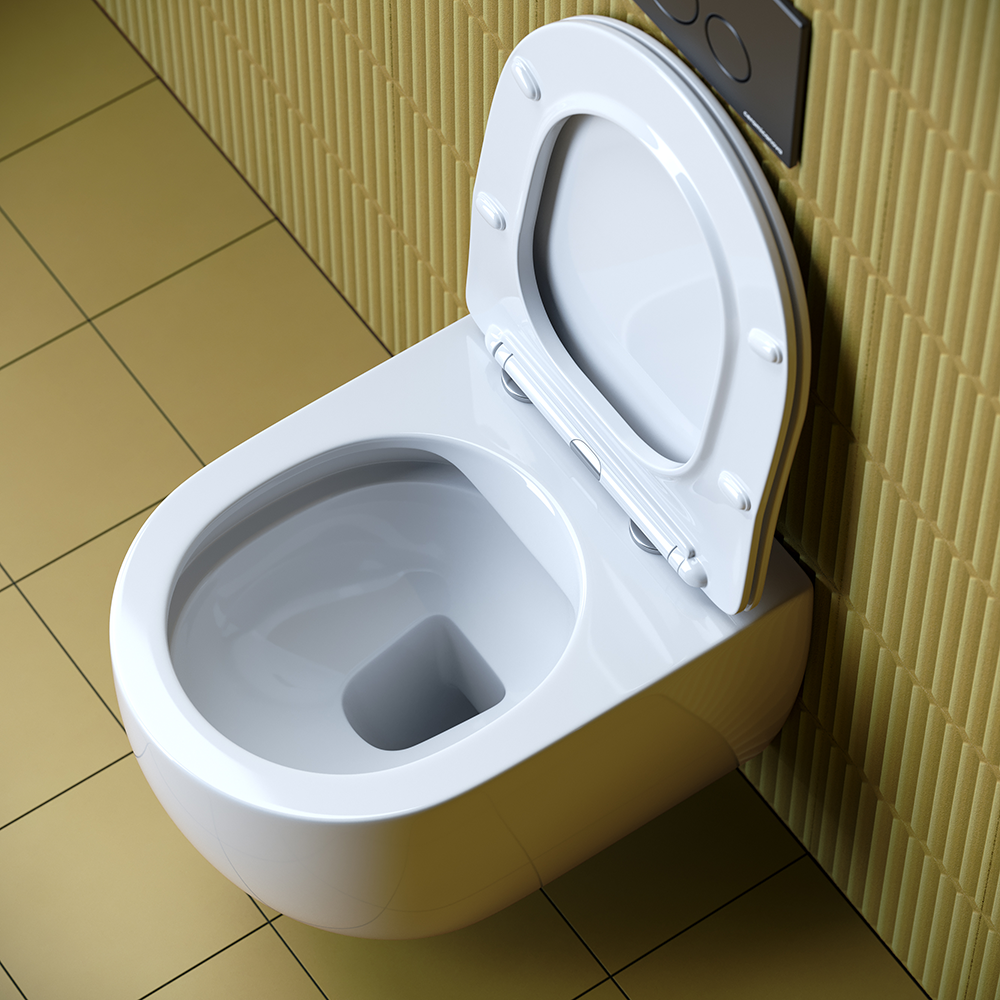 Фото Унитаз Ceramicanova Play CN3001 безободковый с сиденьем подвесной, белый глянцевый