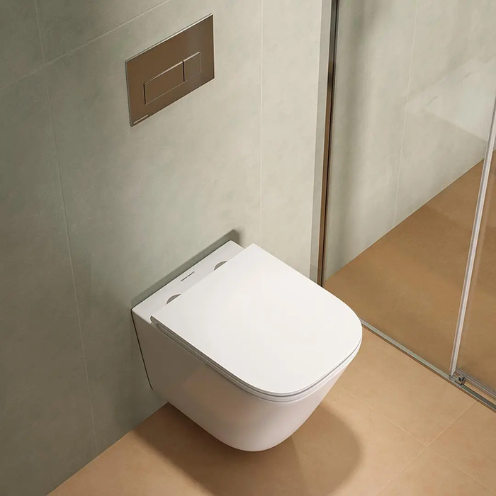 Фото Унитаз подвесной укороченный Kerama Marazzi Cubo CU.T.wc.02, с сиденьем, белый глянцевый