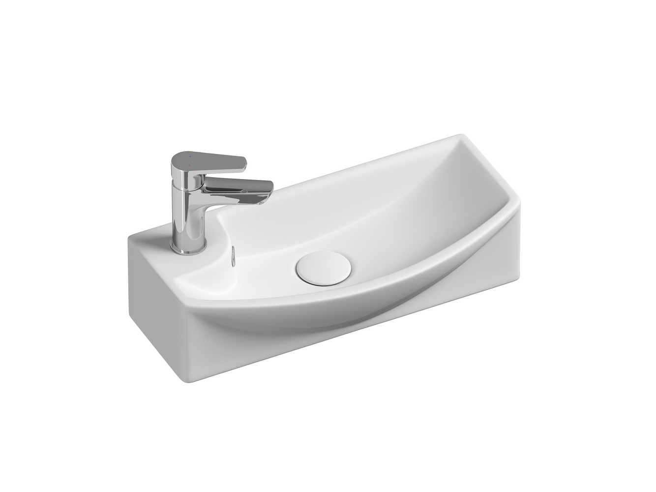 Фото Раковина Ceramicanova Element CN6038R подвесная 45,5 × 22 × 13 см, белый глянцевый