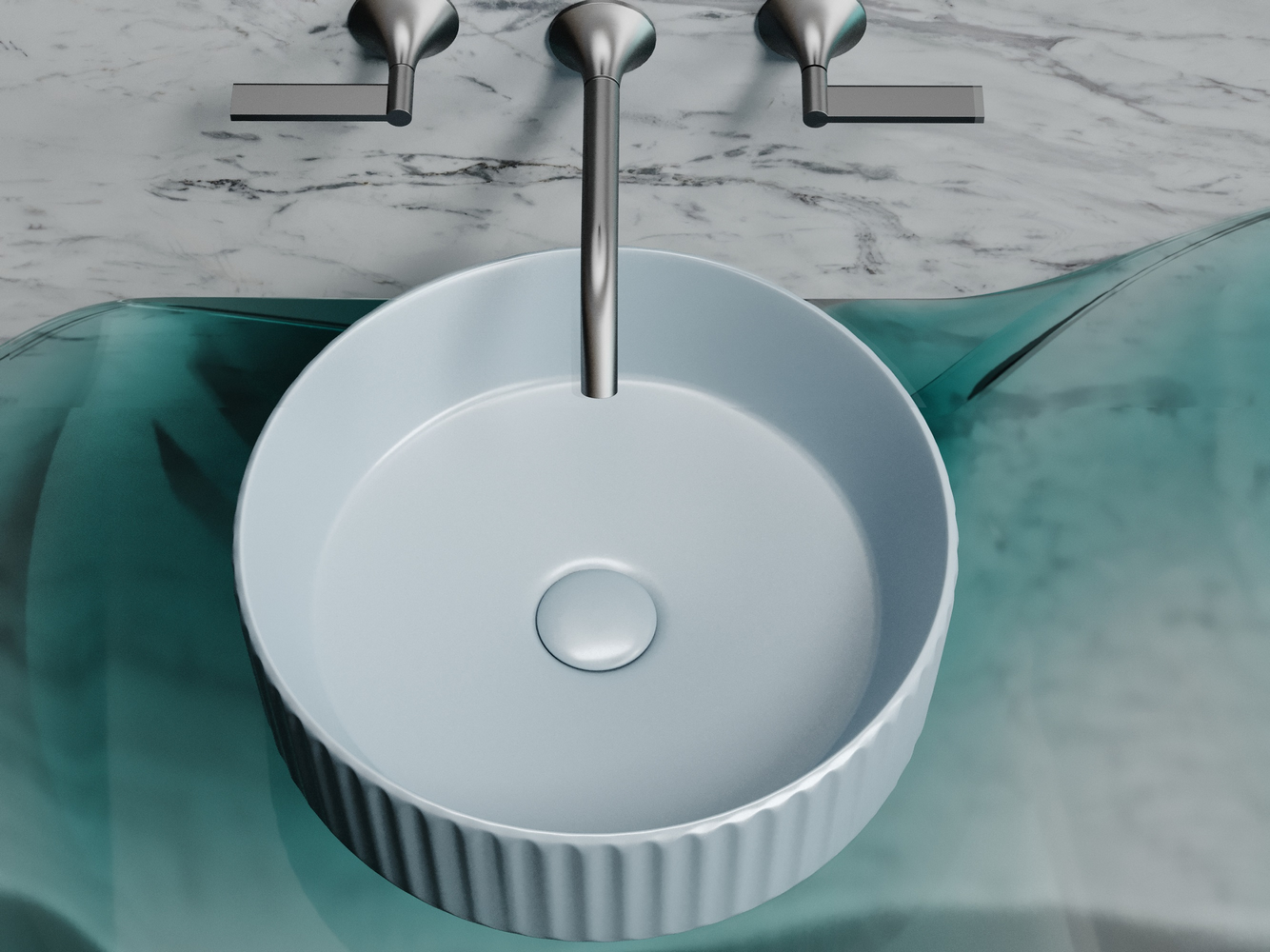 Фото Раковина Ceramicanova Element CN6057MHL накладная 36 × 36 × 11,5 см, серо-голубой матовый