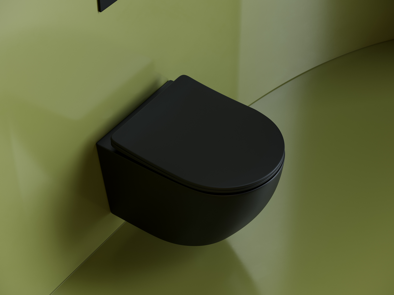 Фото Унитаз Ceramicanova Uno CN11001MB безободковый с сиденьем подвесной, черный матовый