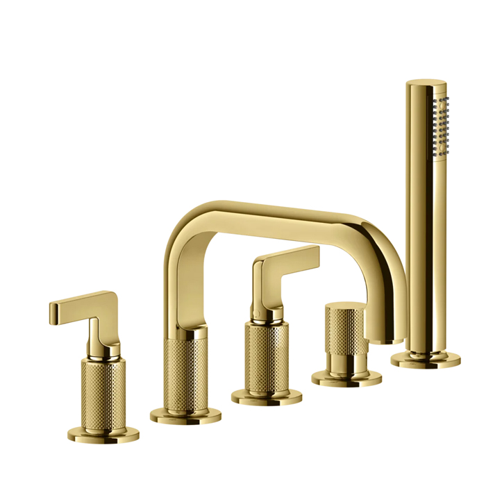 Фото Смеситель Gessi Inciso 58040#246 для ванны с душем, золото глянец pvd