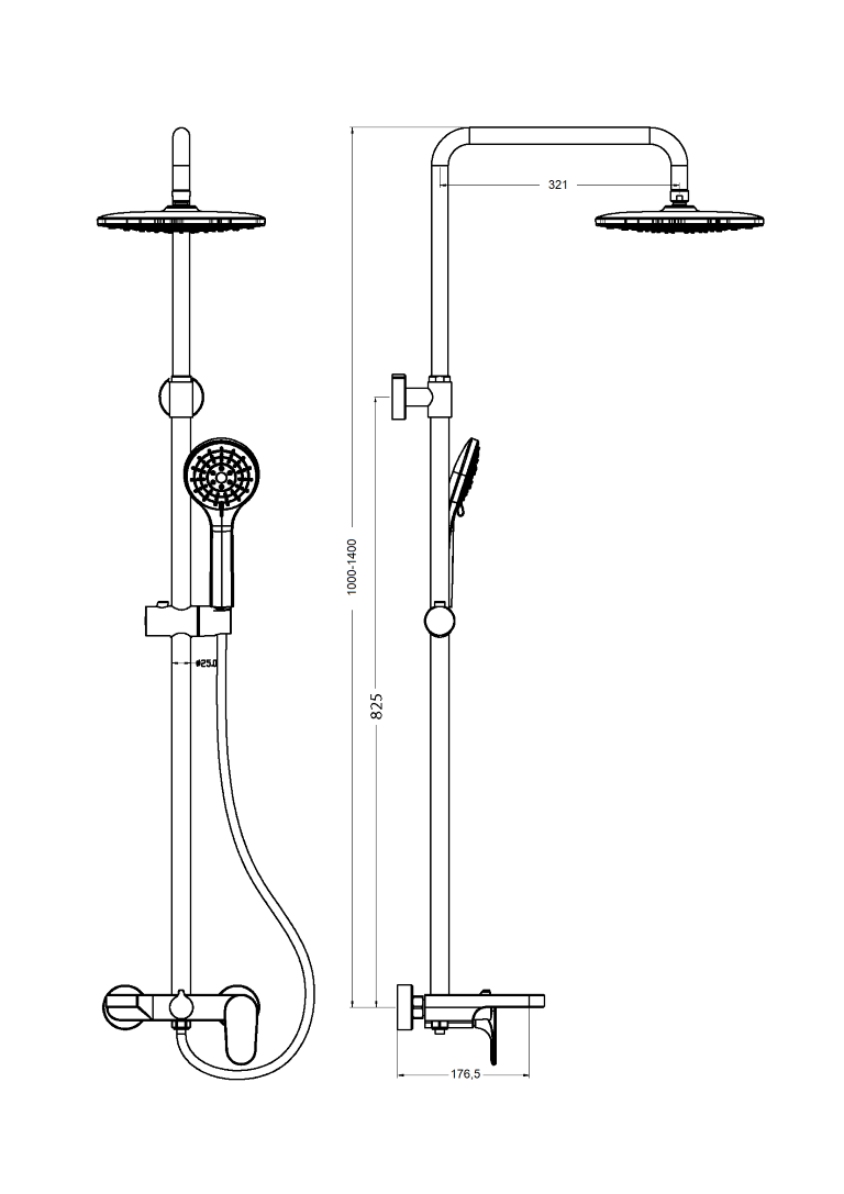 Фото Душевая стойка Boheme Spectre 458-MG с изливом, matt gold, золото матовое