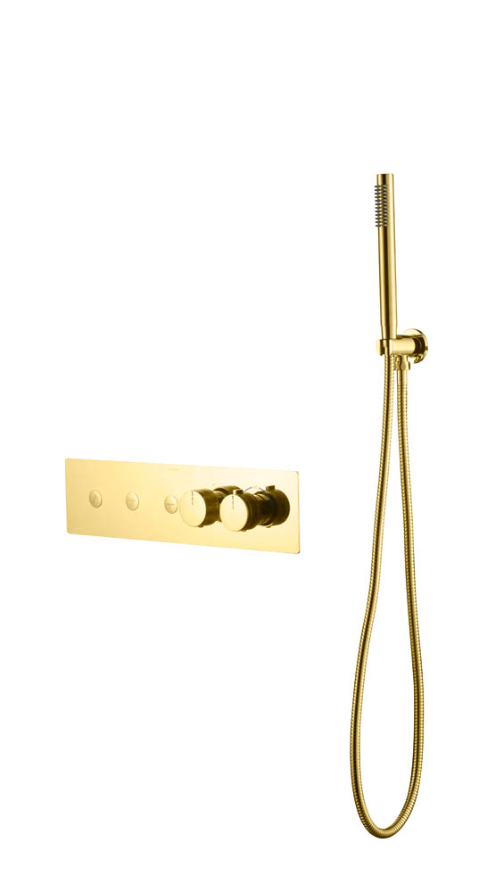 Фото Смеситель для душа Boheme Fusion 131-SYS-G с термостатом на 3 выхода золото глянец