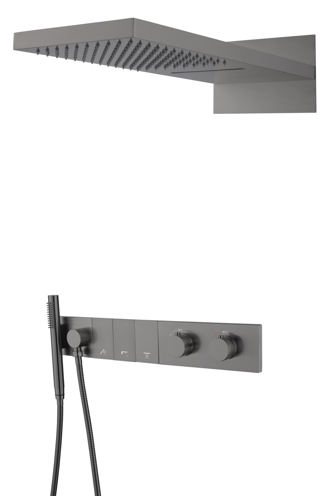 Фото Душевая система Boheme Zodiac 133-GM с термостатом gun metal, графит матовый