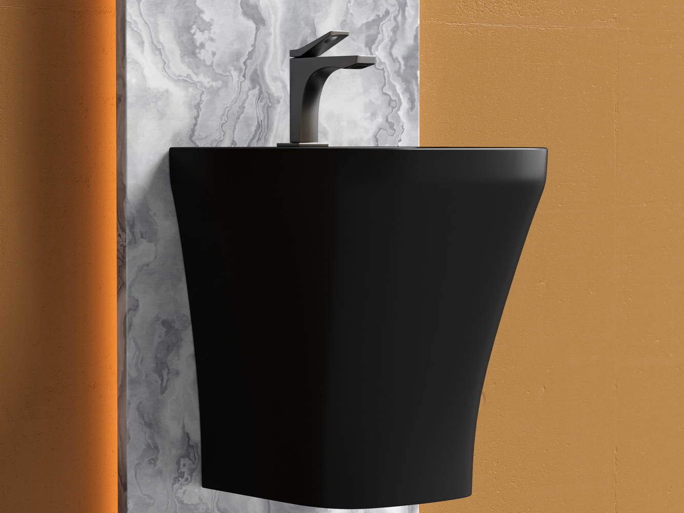 Фото Раковина Ceramicanova Dion CN6067MB напольная 36,5 × 40 × 45,5 см, черный матовый