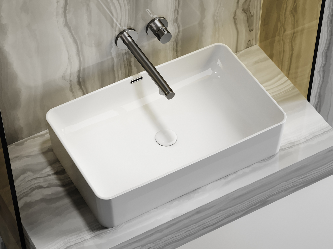 Фото Раковина Ceramicanova Element CN6065 накладная 60,5 × 38,5 × 14 см, белый глянцевый
