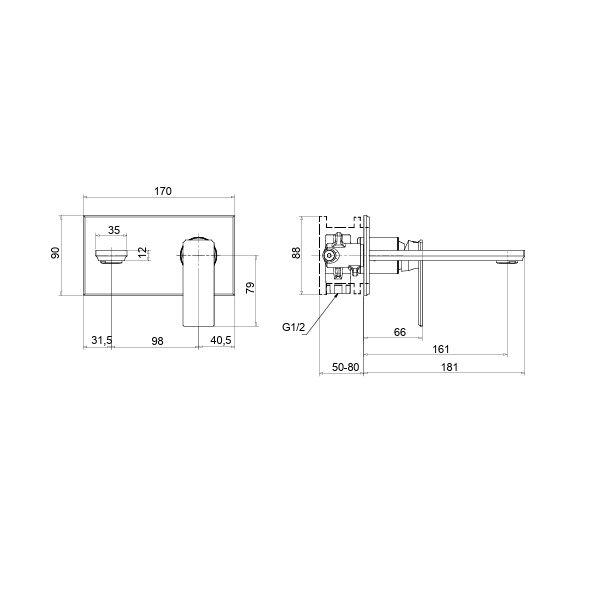 Фото Смеситель для раковины Migliore Atelier 33124 настенный, золото брашированное, излив 18 см