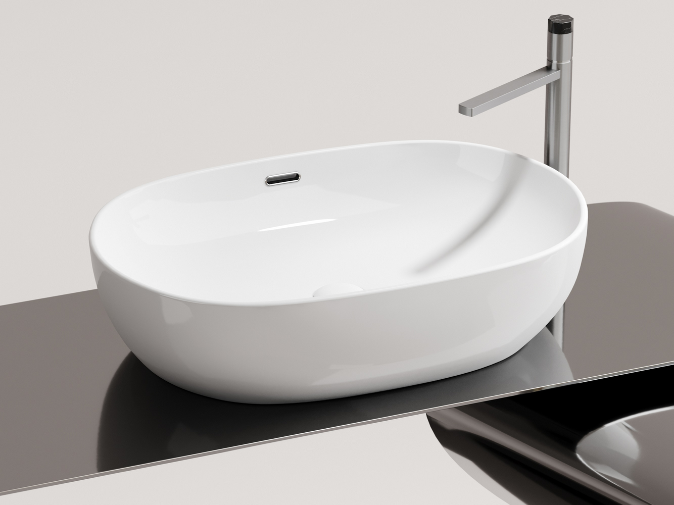 Фото Раковина Ceramicanova Element CN6064 накладная 61 × 42 × 15,5 см, белый глянцевый