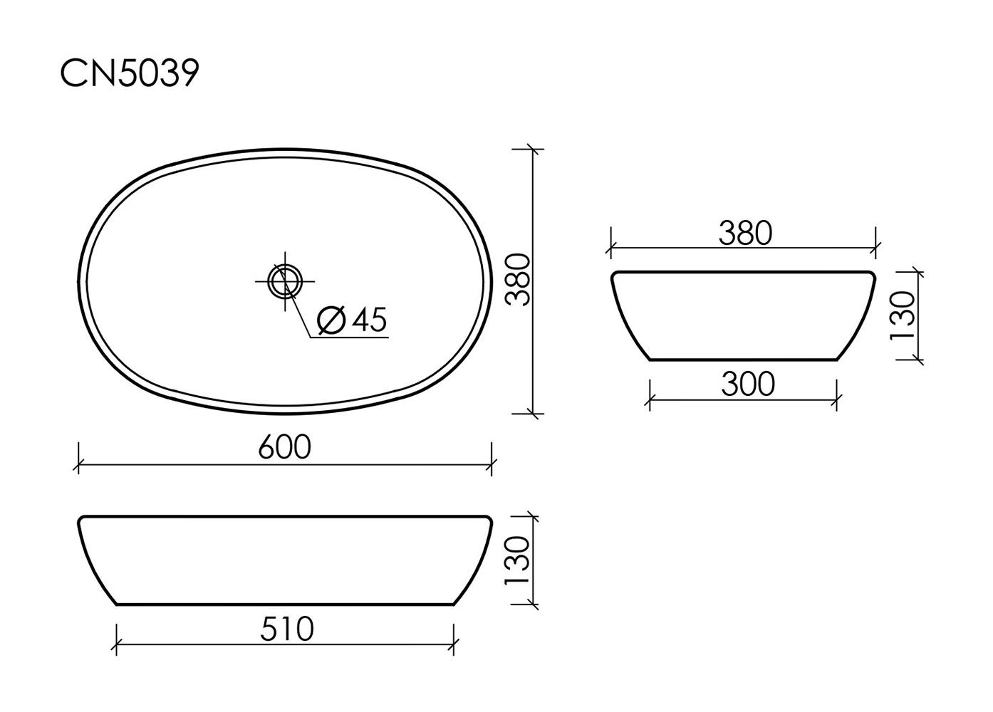 Фото Раковина Ceramicanova Element CN5039 накладная 60 × 38 × 13 см, белый глянцевый
