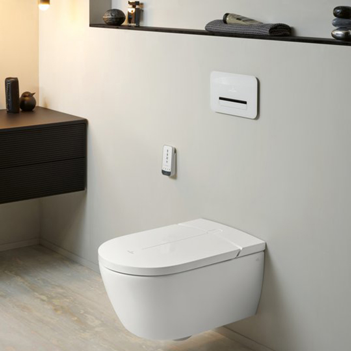 Фото Унитаз-биде подвесной Villeroy & Boch Viclean V0E200R1, с сиденьем, белый глянцевый