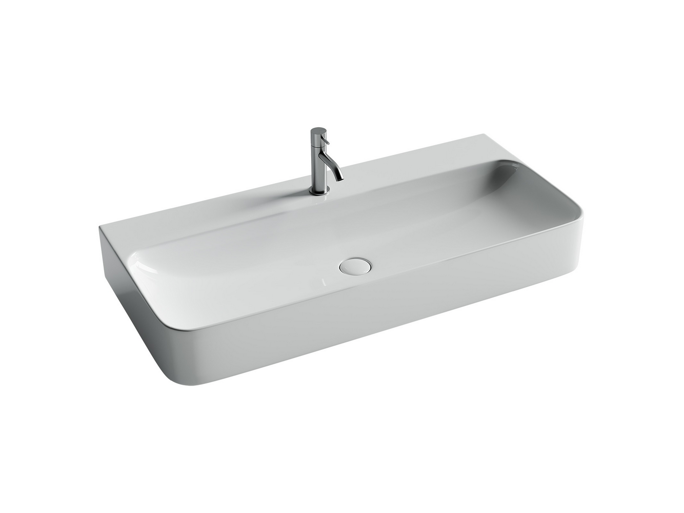 Фото Раковина Ceramicanova Aura CN2007 подвесная 102 × 47,6 × 14 см, белый глянцевый