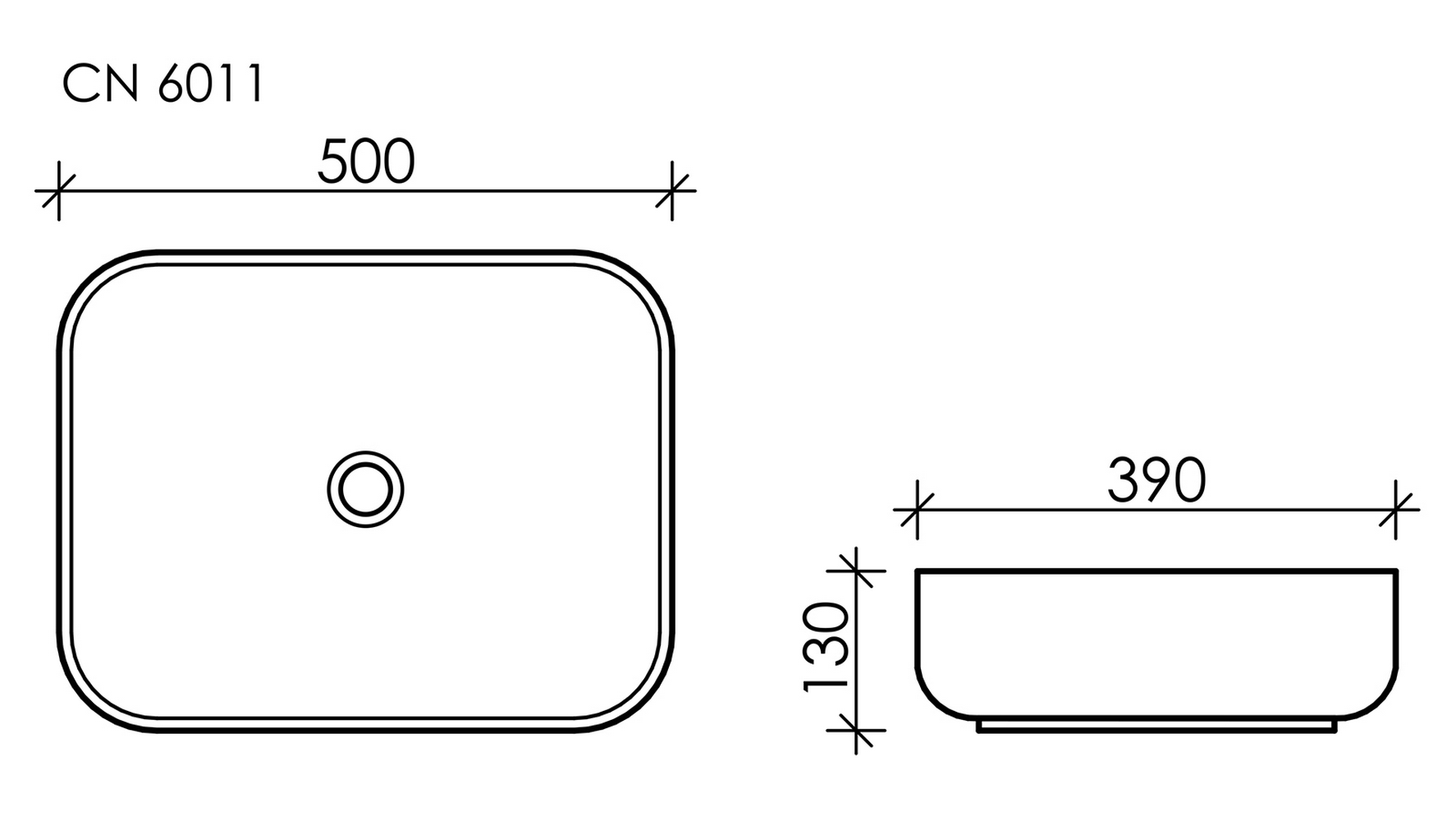 Фото Раковина Ceramicanova Element CN6011 накладная 50 × 39 × 13 см, белый глянцевый
