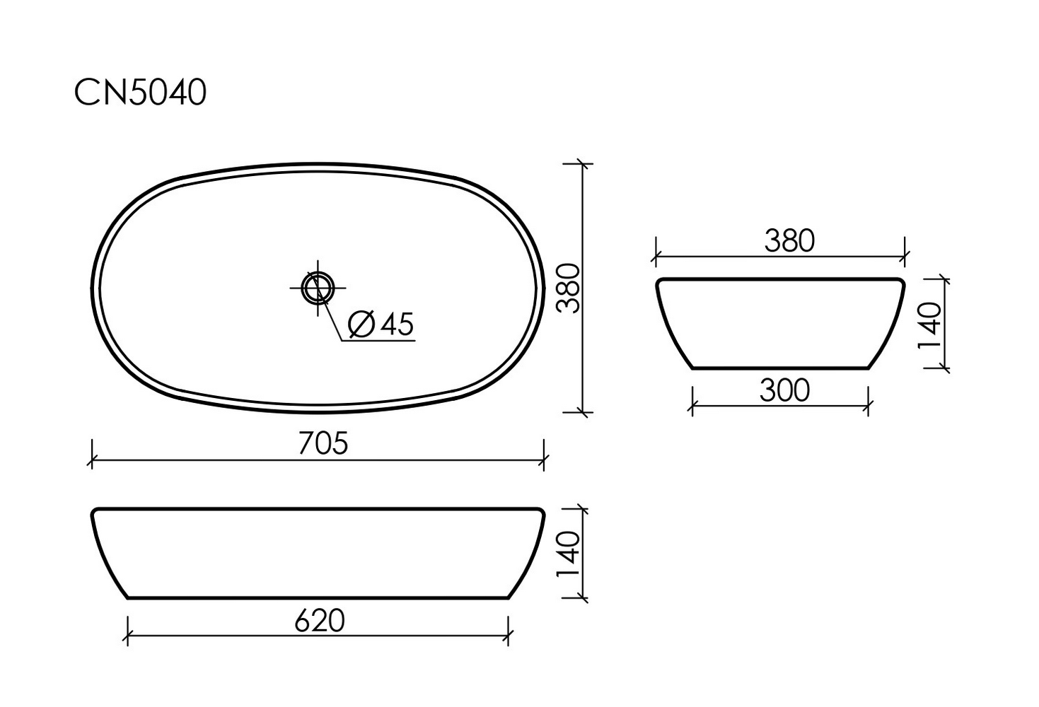 Фото Раковина Ceramicanova Element CN5040 накладная 70 × 37,5 × 14 см, белый глянцевый