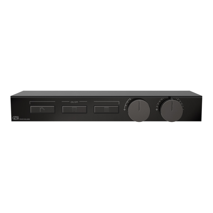 Фото Смеситель Gessi Hi-Fi 63024#706 для душа термостатс переключателем на 3 потока, черный хром глянец pvd