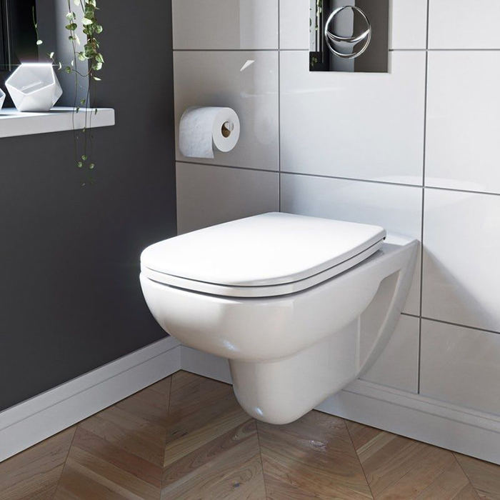 Фото Унитаз подвесной Duravit D-Code 45350900A1, с сиденьем с микролифтом, белый глянцевый