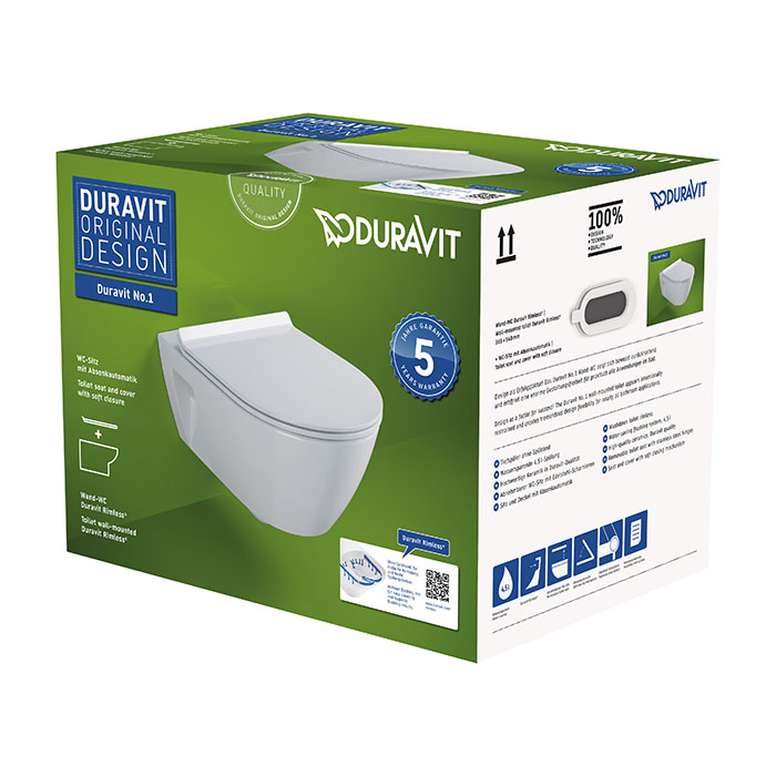 Фото Унитаз подвесной Duravit #1 45820900A1, безободковый, с сиденьем с микролифтом, белый глянцевый