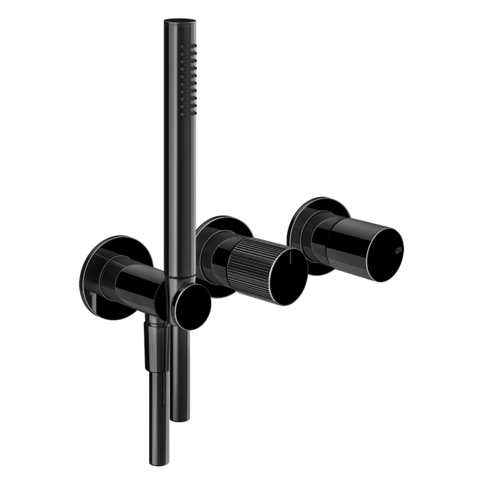 Фото Смеситель Gessi Habito 70538#706 для ванны с душем, черный хром глянец pvd